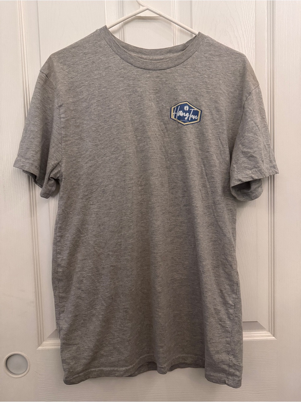 Hang Ten Light Gray Short Sleeve Crewneck Tee with Blue Logo